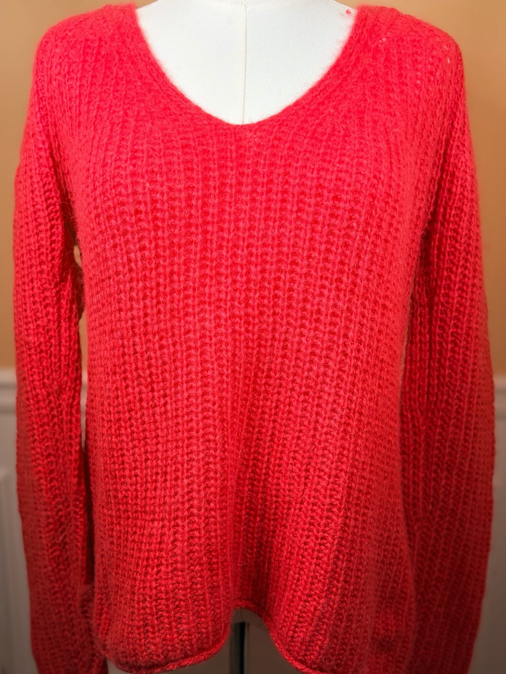 🍉 Rag & Bone XS Watermelon Alpaca Merino Wool Waffle Knit Sweater